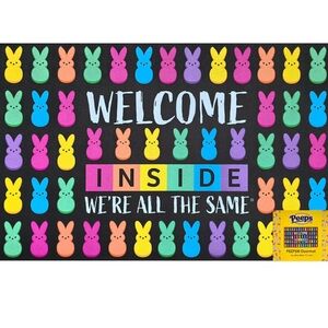 PEEPS “INSIDE WE’RE ALL THE SAME” Colorful Welcome Mat 16x28in NEW EASTER DECOR